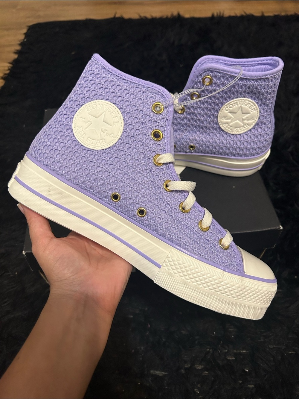 CONVERSE Chuck Taylor All Star Lift Platform Knit High 'Violet Heat' shoes sz 9